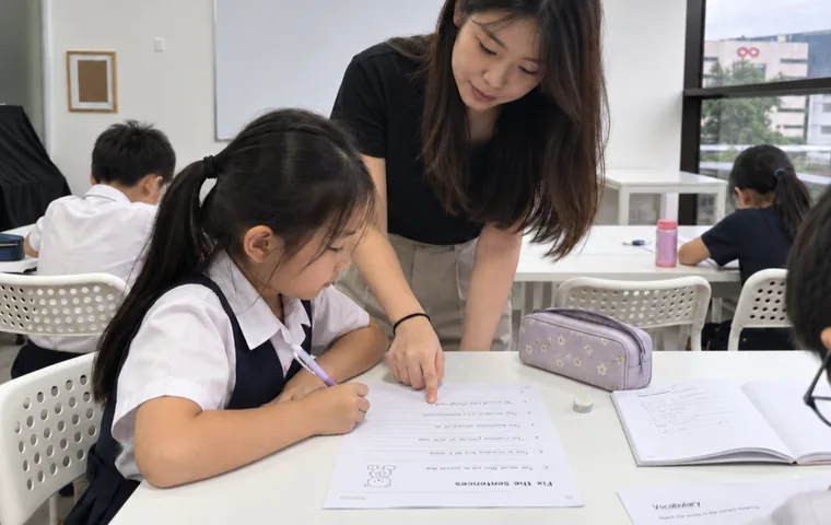 Primary English lesson at WhaleYou Learning with a student reviewing composition